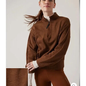 New Athleta Altitude Polartech Half Zip Swestshirt Brown Warm Large NWT Fleece